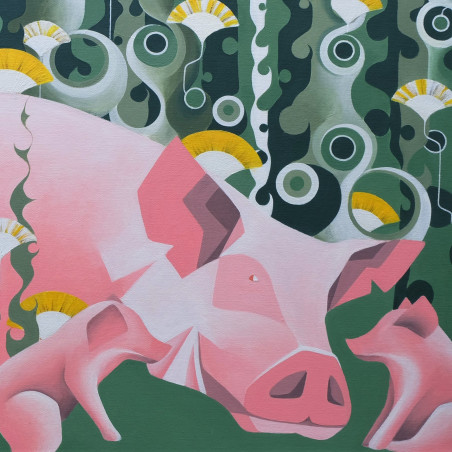 Pigs original painting by Kristina Šaudinytė. Home