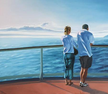 Morning on Ferry original painting by Nadia Petraitienė. Home