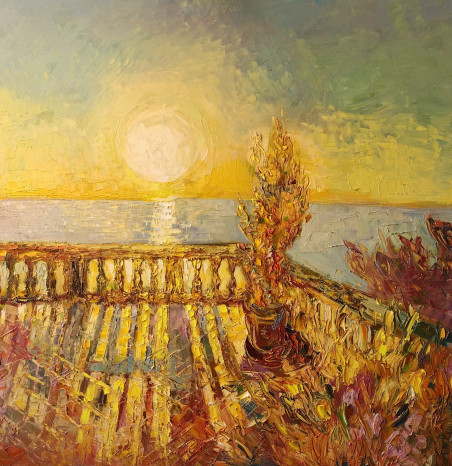 Sunset on the Terrace of the Manor original painting by Simonas Gutauskas. Home