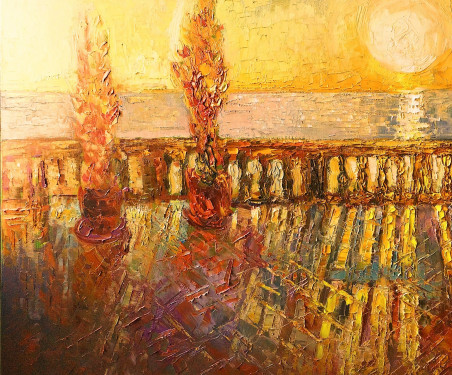 Sunset on the Terrace of the Manor original painting by Simonas Gutauskas. Home