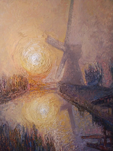 Mill at Dawn original painting by Simonas Gutauskas. Home