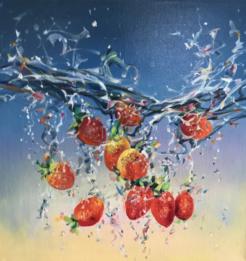 Strawberry Rain original painting by Birutė Bernotienė McCarthy. Home