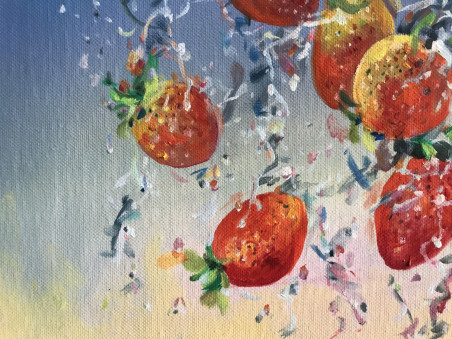 Strawberry Rain original painting by Birutė Bernotienė McCarthy. Home