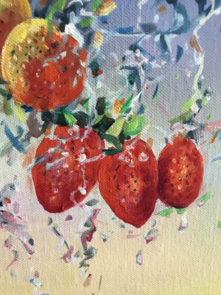 Strawberry Rain original painting by Birutė Bernotienė McCarthy. Home