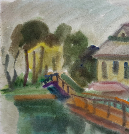 Rowing base. Trakai original painting by Kazys Abramavičius. Home