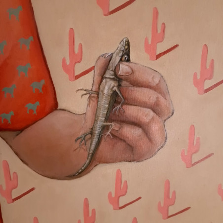 Boy with a lizard original painting by Živilė Rudzikaitė Matuzonienė. Oil painting