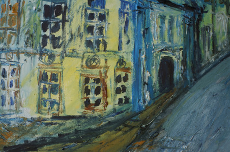 Colorful Vilnius Old Town original painting by Kristina Česonytė. Home