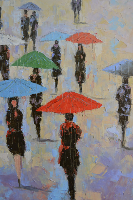 Little Umbrellas 3 original painting by Rimantas Virbickas. Home