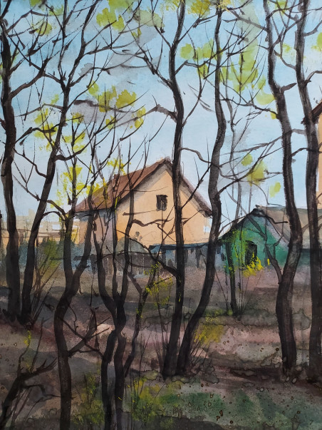 Druskininkai. Spring Etudes/08 original painting by Eugis Eidukaitis. Home