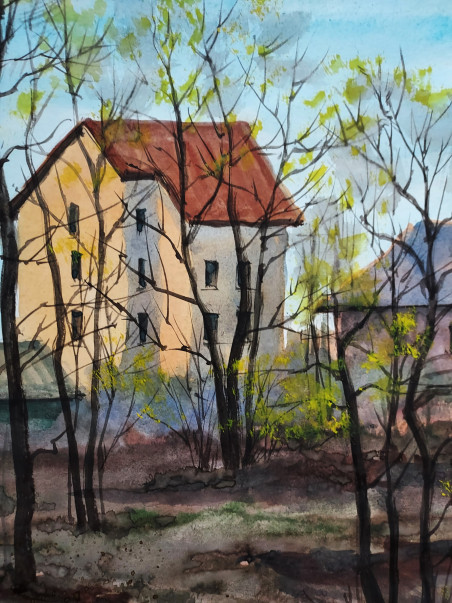 Druskininkai. Spring Etudes/08 original painting by Eugis Eidukaitis. Home