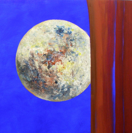 A Ticket to the Moon original painting by Vytautas Žirgulis. Calm paintings