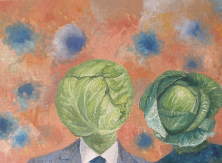 Heads Like Cabbage original painting by Vytautas Žirgulis. Fantastic