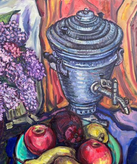 Lilies, Fruits and the Pot original painting by Vincas Andrius (Vincas Andriušis). Home