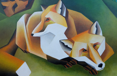 Foxes original painting by Kristina Šaudinytė. Home