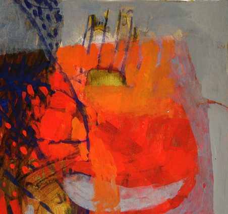 Red Full Moon II original painting by Giedra Purlytė. Abstract Paintings