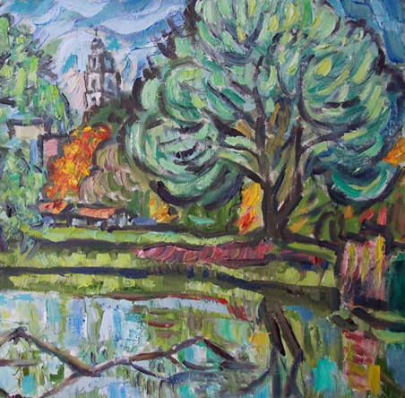 Etude of the Užupis pond original painting by Vincas Andrius (Vincas Andriušis). Home