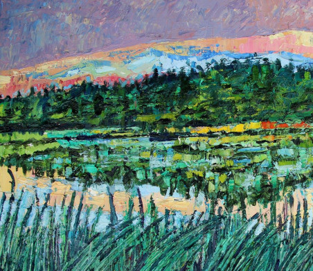 Lake in the Evening original painting by Vincas Andrius (Vincas Andriušis). Home