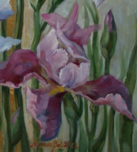 Irises original painting by Nomeda Balasevičiūtė. Home