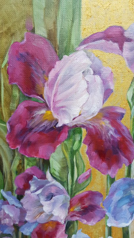 Irises original painting by Nomeda Balasevičiūtė. Home