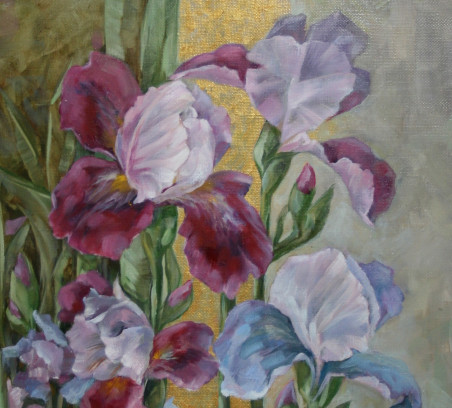 Irises original painting by Nomeda Balasevičiūtė. Home