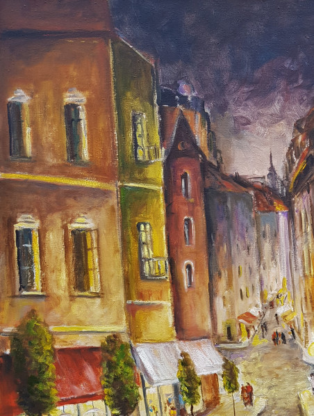 From the Life of Angels. Evening Walk original painting by Voldemaras Valius. Angels