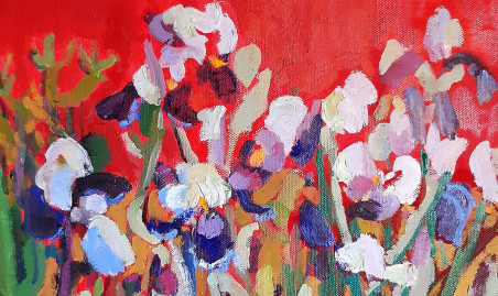 Irises original painting by Loreta Zdanavičienė. Flowers