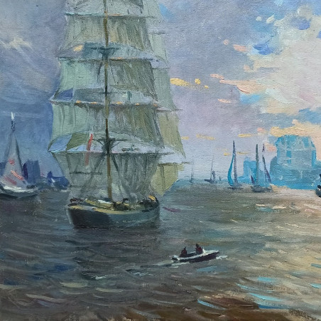 Parade on the Elbe original painting by Viktor Reznik. Home