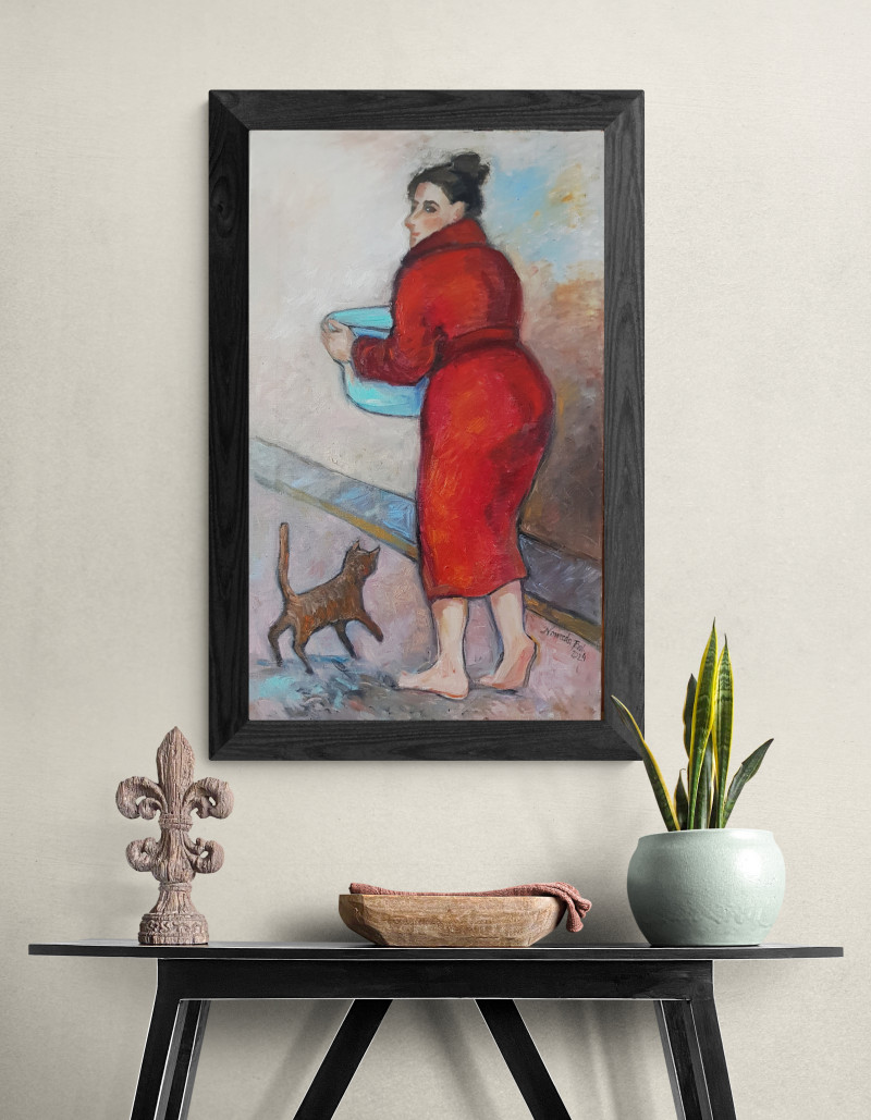 Woman in a red robe